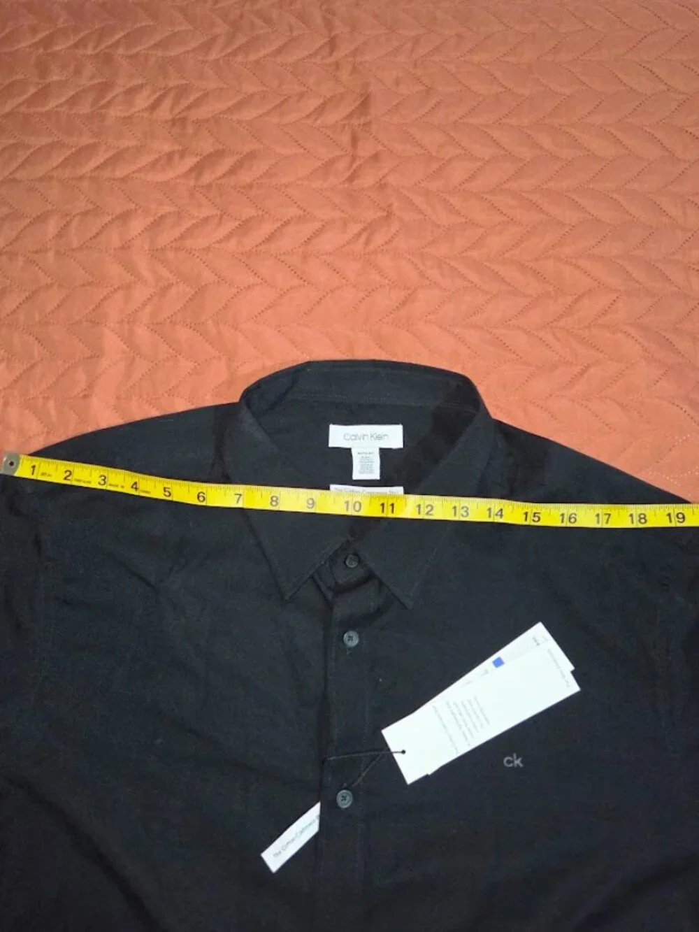 Calvin Klein Mens XL Black Cotton Cashmere Shirt Button Front CK Logo NWT - Picture 7 of 11